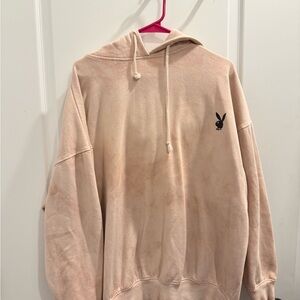 Missguided Playboy Hoodie; Light Pink Tie Dye